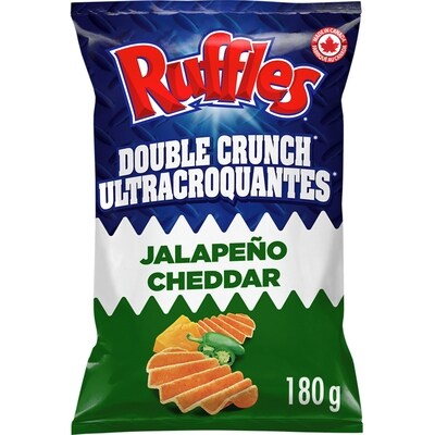 Ruffles Double Crunch Jalapeño Cheddar Flavoured Potato Chips 180 g, $2.77/100g
