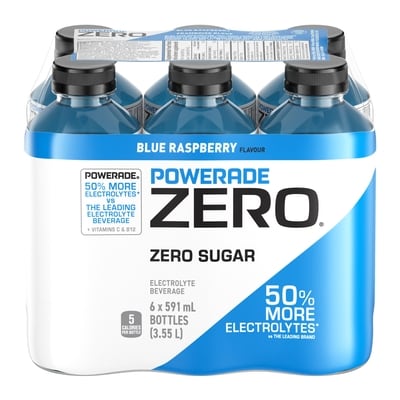 Powerade Zero Sugar Sports Drink Blue Raspberry Bottles 6x591.0 ml, $0.21/100ml