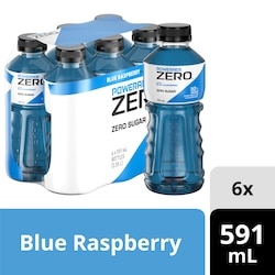 Powerade Zero Sugar Sports Drink Blue Raspberry Bottles - 6x591.0