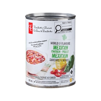 le Choix du Président Soupe Saveurs du monde au poulet mexicain  540 ml, 0,74 $/100ml