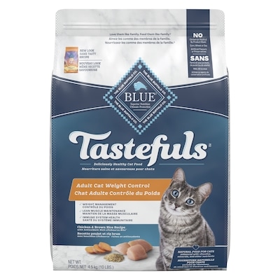 Blue Buffalo Tastefuls nourriture naturelle pour chats recette poulet et riz brun chat adulte contrôle du poids 4.5 kg, 0,96 $/100g