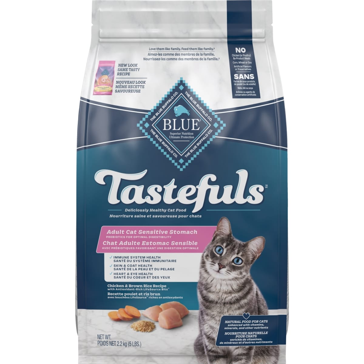 Blue Buffalo Tastefuls Adult Cat Sensitive Stomach Chicken & Brown Rice Dry Cat Food 2.2 kg, $1.00/100g