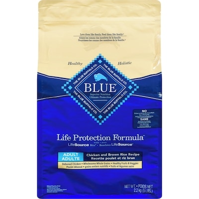 Blue Buffalo Life Protection Formula recette poulet et riz brun pour chiens adultes  2.2 kg, 1,23 $/100g