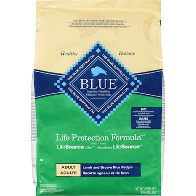 Blue Buffalo Life Protection Formula recette agneau et riz brun pour chiens adultes 9.9 kg, 0,67 $/100g