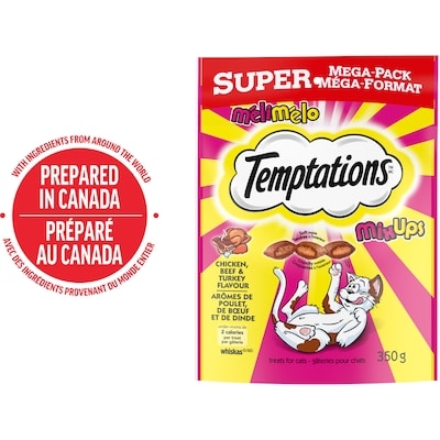 Temptations Gâteries pour chats Mélimélo arômes de poulet, de dinde et de bœuf 350 g, 0,21 $/100g