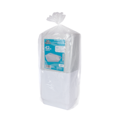 Café Express White Base Rectangular Takeout Container 1250ml w/Lid 50/PK 1 ea, $24.99/1ea