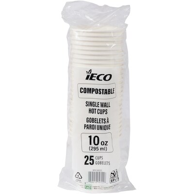 iECO Gobelet compostable à simple paroi de 10 oz 100/Pqt 1 ea, 17,99 $/1ch