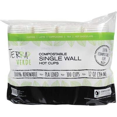 iECO Gobelet compostable à simple paroi de 12oz 100/Pqt 1 ea, 19,99 $/1ch