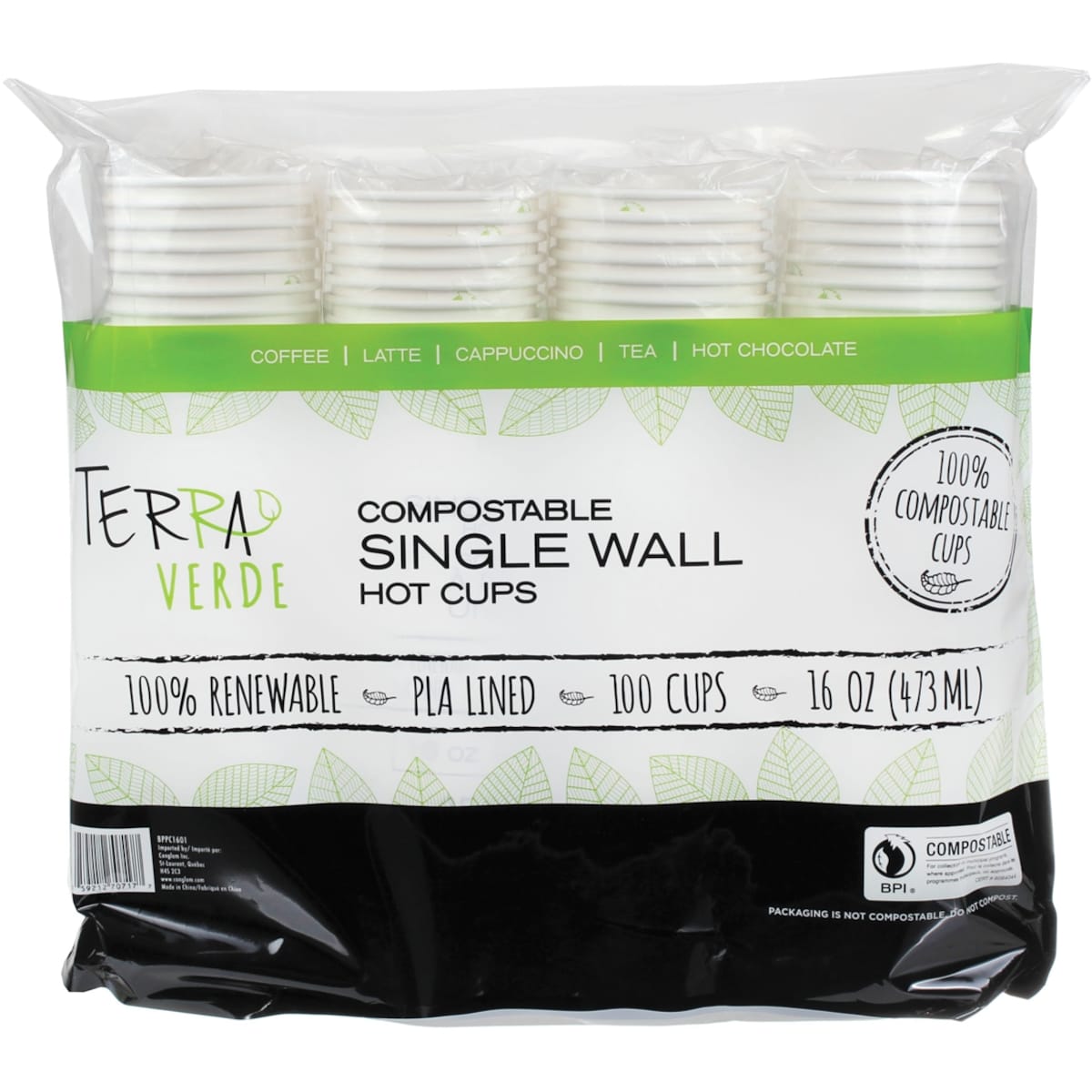 iECO 16oz Compost Single Wall Cup 100/Pack 1 ea, $19.99/1ea