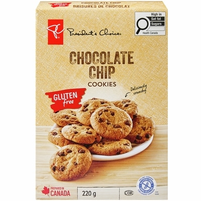 President's Choice Gluten Free Cookies, Chocolate Chip 220 g, $1.82/100g