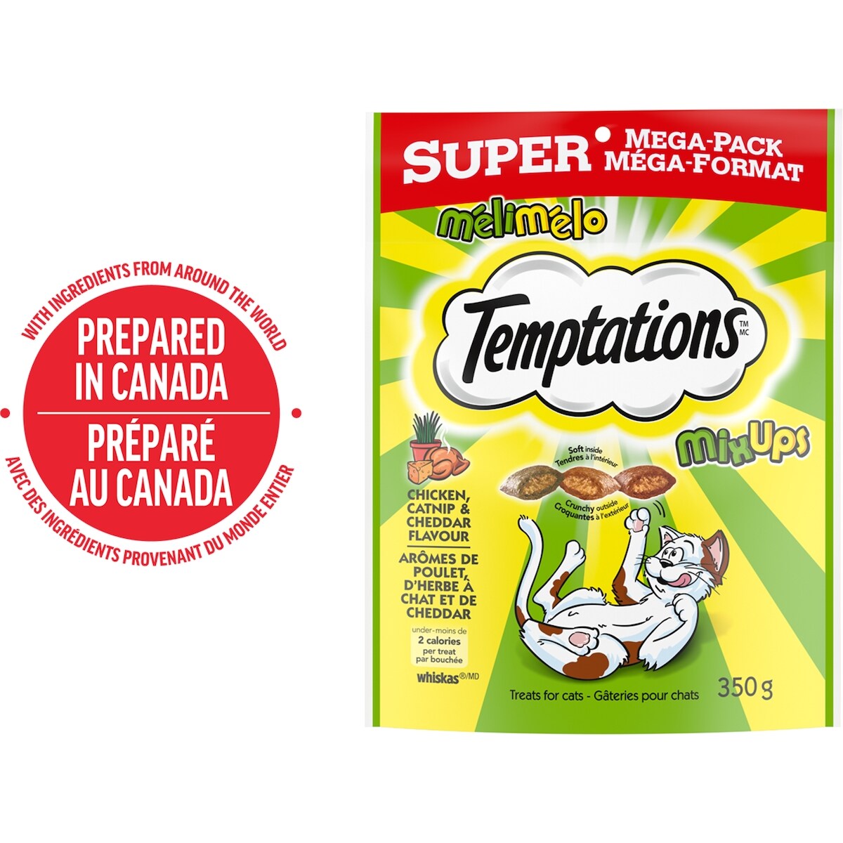 Temptations Gâteries pour chats Mélimélo arômes de poulet, d'herbe à chat et de cheddar 350 g, 1,94 $/100g