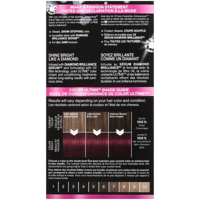 Color ultime permanent Hair Color Cream, 5.23 Charcoal Fuchsia