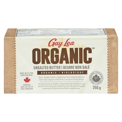 Gay Lea Butter Unsalted Organic  250 g, $3.40/100g