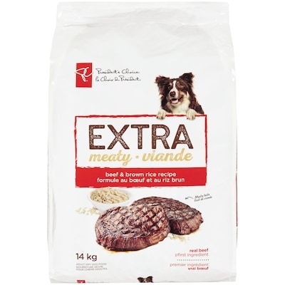 President's Choice Extra Meaty Adult Dry Dog Food, Beef & Brown Rice Recipe 14 kg, $0.31/100g