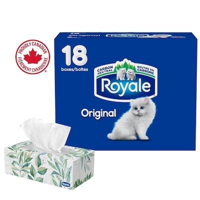Royale Original 2 Ply Facial Tissue, 18 Tissue Boxes, 126 Tissues per box 1 ea, $0.21/1ea