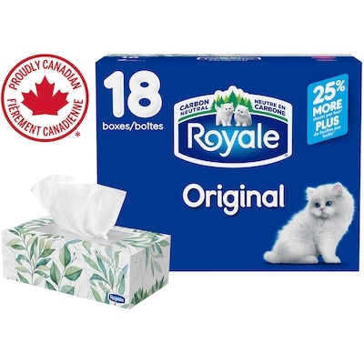 Royale Mouchoirs Original à 2 épaisseurs, 18 boîtes, 126 mouchoirs par boîte 1 ea, 0,21 $/1ch