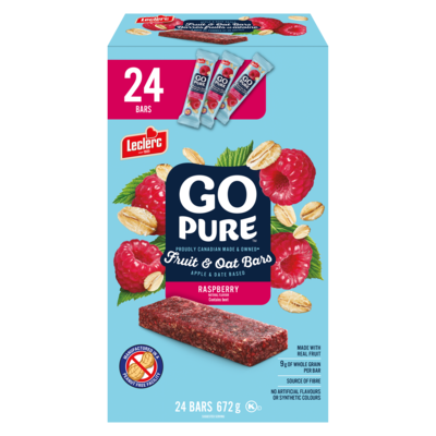 Leclerc Go Pure Raspberry Fruit and Oat Bars, Club Pack 672 g, $2.23/100g