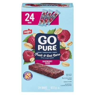 Leclerc Go Pure Raspberry Fruit and Oat Bars, Club Pack 672 g, $2.23/100g