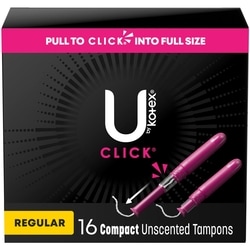 Click Compact Tampons, Regular, Unscented, 16 Count
