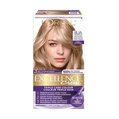 L'Oreal Paris Excellence Crème Hair Dye, Permanent Hair Color 8UA Ultra Ash Medium Brown 1 ea, $13.11/1ea