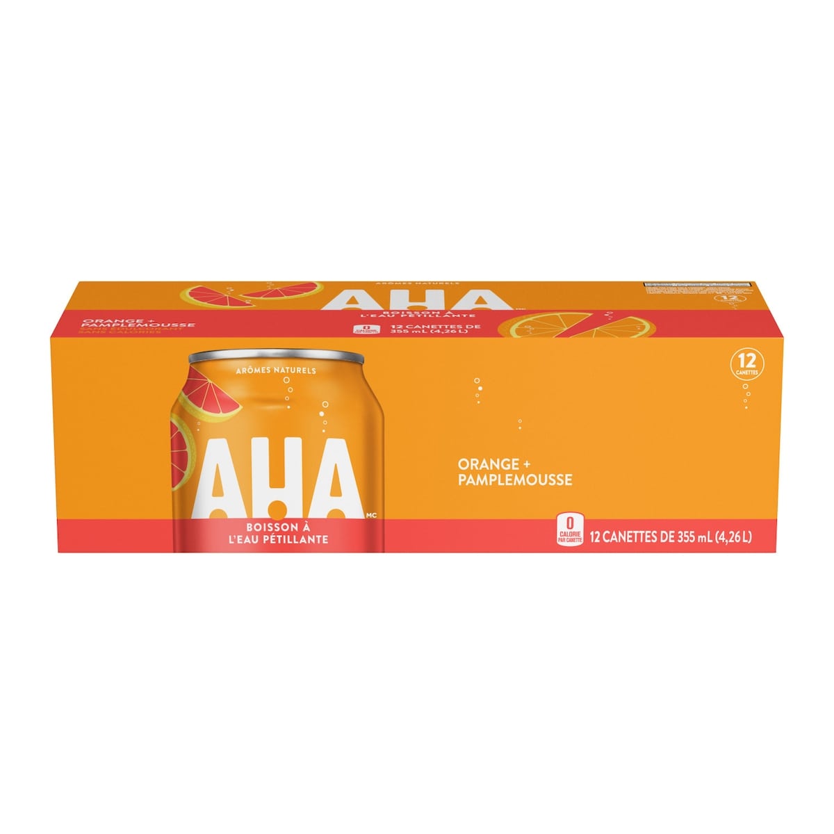 AHA Seltzer Orange + Pamplemousse Fridge Pack Cannettes 12x355.0 ml, 0,19 $/100ml