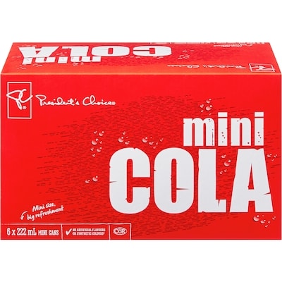 President's Choice Mini Cola 6 Pack 222 ml, $0.30/100ml