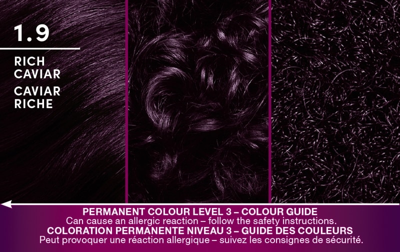 Keratin Color Permanent Hair Color Cream, 1.9 Rich Caviar