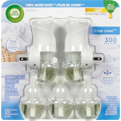 Air Wick Plug-in Air Freshener, Scented Oil Refills, Crisp Linen, 2 Gadgets + 5 Refills 5 ea, $3.60/1ea