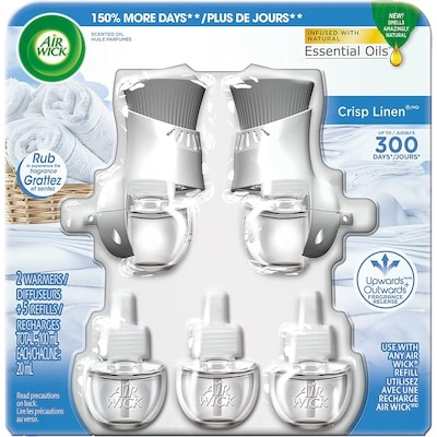 Air Wick Assainisseur d'air à brancher, Recharges d'huiles parfumées, Crisp Linen, 5 recharges  5 ea, 4,00 $/1ch