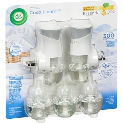 Assainisseur d'air à brancher, Recharges d'huiles parfumées, Crisp Linen, 5 recharges 