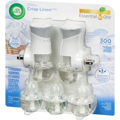Assainisseur d'air à brancher, Recharges d'huiles parfumées, Crisp Linen, 5 recharges 