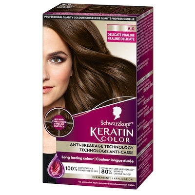 Schwarzkopf Keratin Color – Crème colorante permanente pour cheveux – Praline délicate 6.0 60 ml, 29,15 $/100ml