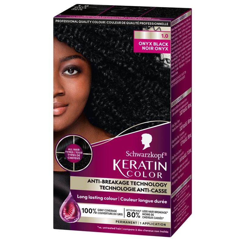 Keratin Color Permanent Hair Color Cream, 1.0 Onyx Black