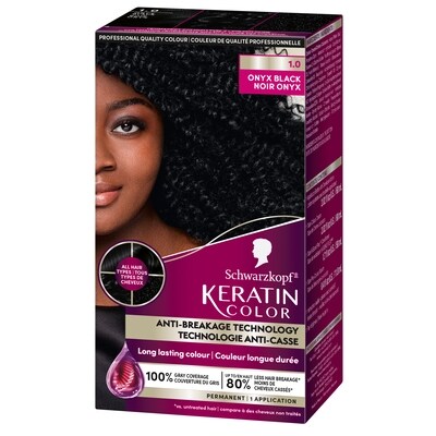 Schwarzkopf Keratin Color – Crème colorante permanente pour cheveux – Noir onyx 1.0 60 ml, 30,82 $/100ml