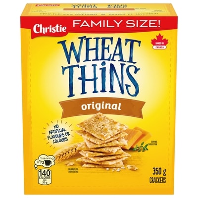Christie Wheat Thins Original Crackers, Family Size 350 g, $1.14/100g