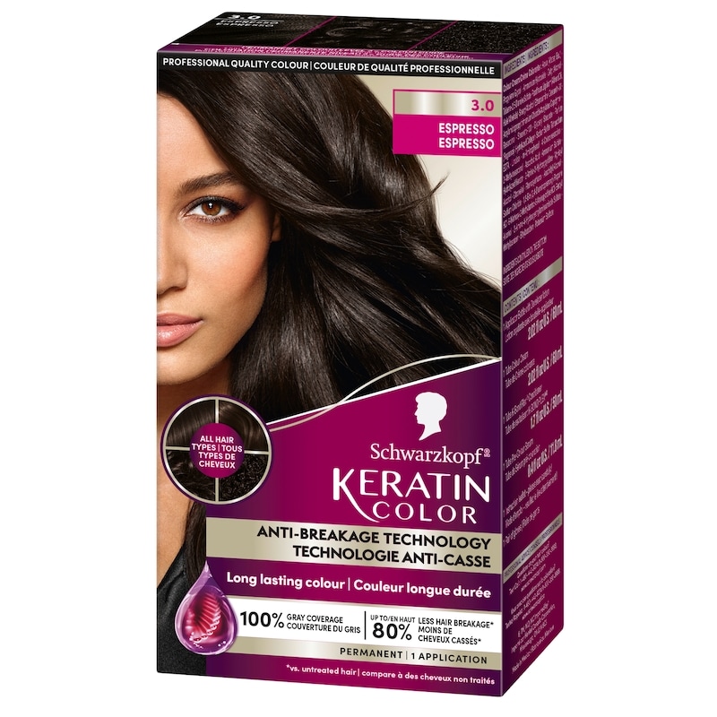Keratin Color Permanent Hair Color Cream, 3.0 Espresso