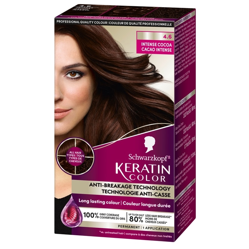 Keratin Color Permanent Hair Color Cream, 4.6 Intense Cocoa