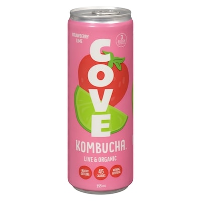 COVE Organic Lime Strawberry Kombucha 355 ml, $0.99/100ml
