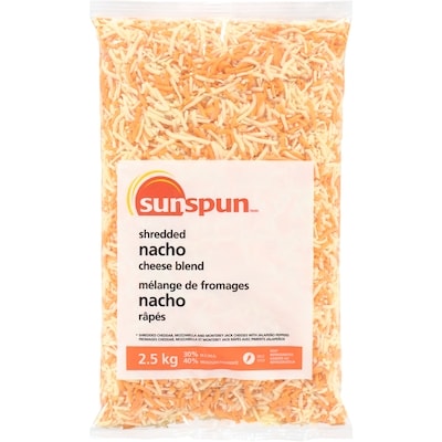 Sunspun Mélange de fromages nacho râpés 2.5 kg, 1,48 $/100g