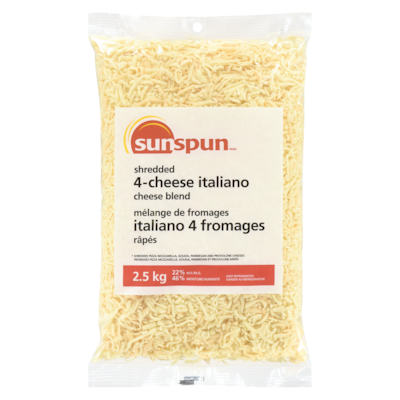 Sunspun Mélange de fromages italiano 4 fromages râpés 2.5 kg, 1,48 $/100g