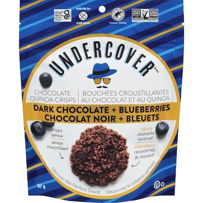 Undercover Croustillants au quinoa, chocolat noir et bleuets 57 g, 11,04 $/100g