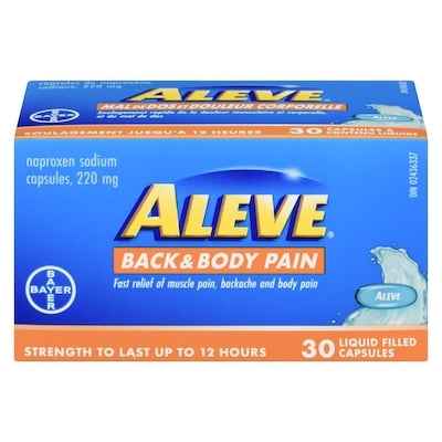 Aleve Back and Body Pain Relief Liquid Gels, Up to 12 Hour Relief 30 ea, $0.42/1ea