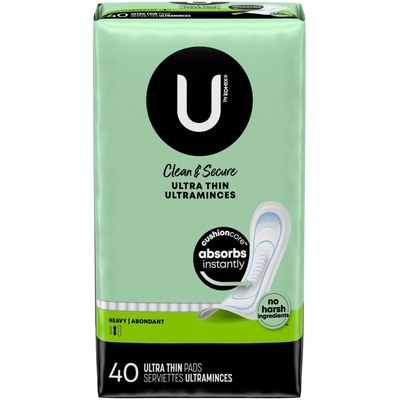 Kotex Serviettes ultramince Clean & Secure, absorption élevée, 40 unités. 40 ea, 0,27 $/1ch