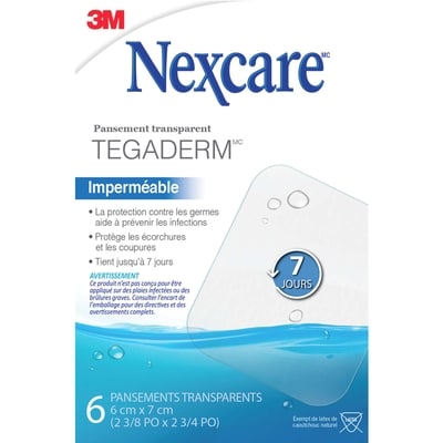 Nexcare Pansements transparents Tegaderm imperméables, 6 pansements transparents 6 ea, 1,25 $/1ch