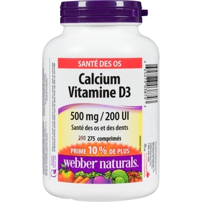 Webber Naturals Calcium Vitamin D3 500 mg/200 IU 275 ea, $0.03/1ea