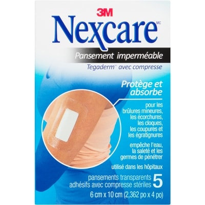 Nexcare Pansements Transparents Adhésifs Avec Compresse Stériles Pansement Imperméable Tegaderm Avec Compresse 5 ea, 2,50 $/1ch