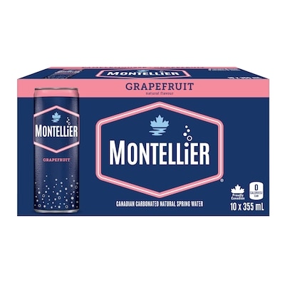Montellier Carbonated Natural Spring Water with Grapefruit Flavour, 10 Pack 10x355.0 ml, $0.21/100ml