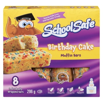 School Safe Muffin Bars Birthday Cake 296 g, $1.58/100g