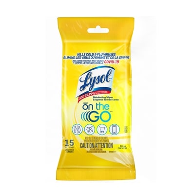 Lysol Lingettes désinfectantes pour surfaces, désinfectant, nettoyage, assainissement 15 ea, 0,20 $/1ch