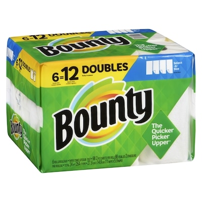 Select-A-Size Paper Towels, White, 6 Double Rolls = 12 Regular Rolls, 6 Count